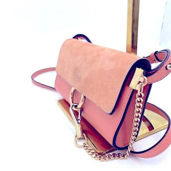 Auth Chloe Tonal Pink Leather Suede Mini Faye Crossbody Bag Preloved - Picture 9 of 14